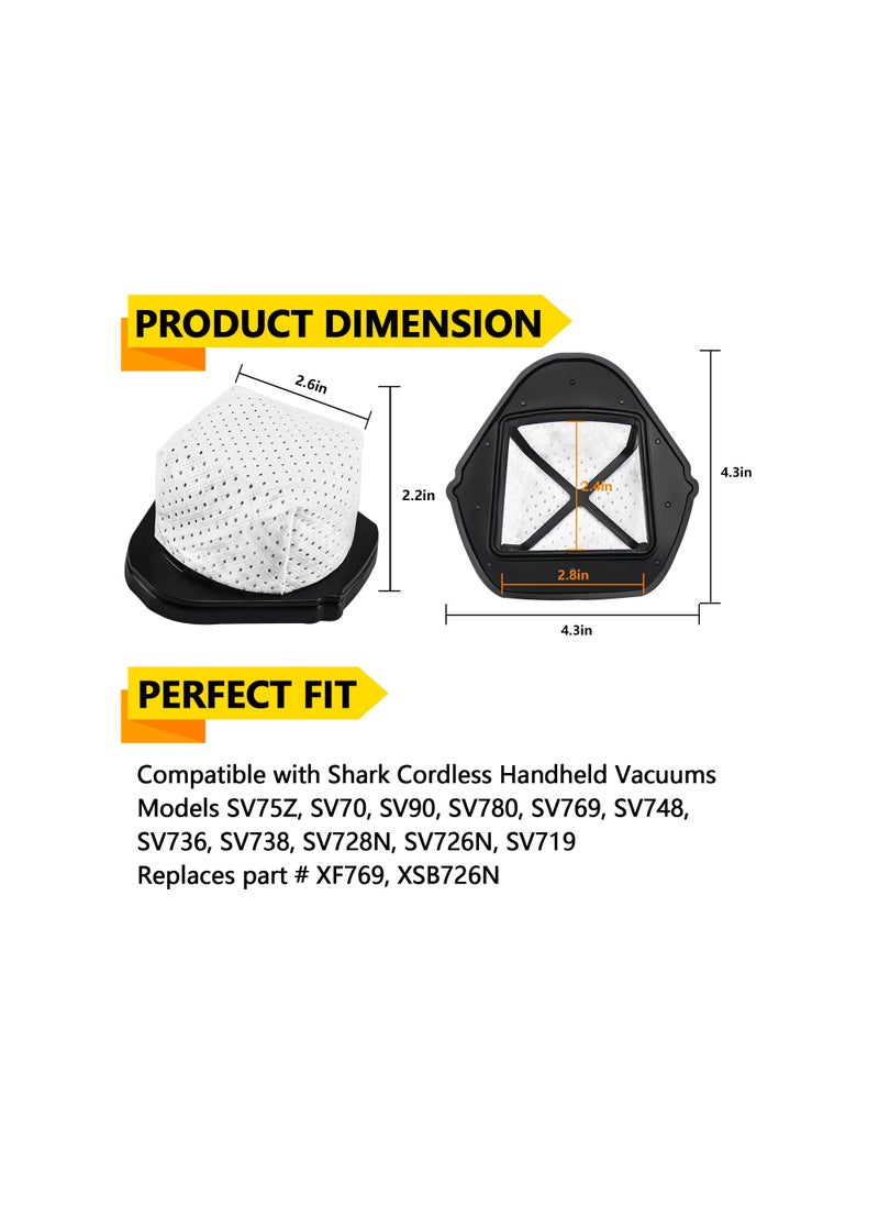 KASTWAVE - 6 Pack Dust Cup Filters For Shark Cordless Hand Vac For Sv780/ Sv75Z/ Sv728N/ Sv726N Compared To Part Xf769/ Xsb726N - Image 1