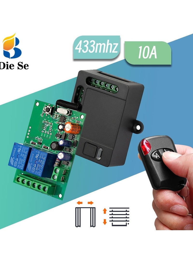 433MHz Rf لاسلكي للتحكم عن بعد التبديل AC 220V 2CH باب المرآب التتابع استقبال والارسال لباب المرآب نظام المحرك LED - Image 2