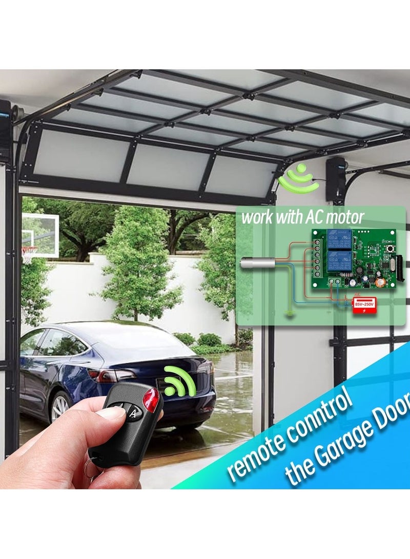 433MHz Rf لاسلكي للتحكم عن بعد التبديل AC 220V 2CH باب المرآب التتابع استقبال والارسال لباب المرآب نظام المحرك LED - Image 3