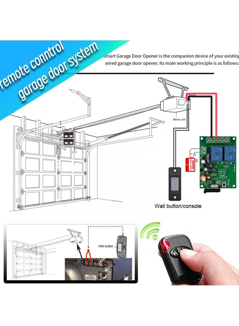 433MHz Rf لاسلكي للتحكم عن بعد التبديل AC 220V 2CH باب المرآب التتابع استقبال والارسال لباب المرآب نظام المحرك LED - Image 4