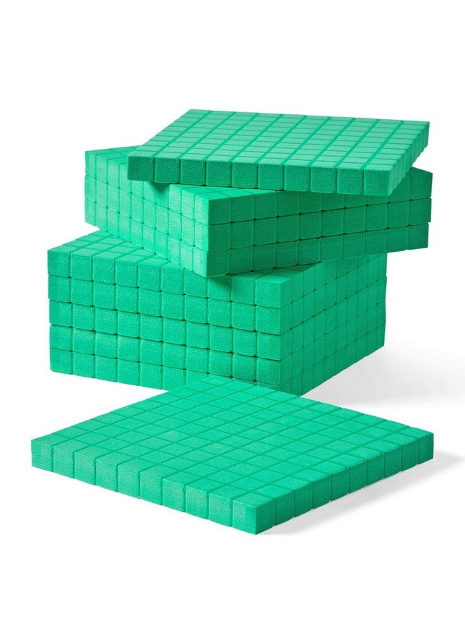 hand2mind hand2mind Green Foam Base Ten Blocks Flats Set, Place Value Blocks, Counting Cubes for Kids Math, Base Ten Blocks Classroom Set, Math Blocks Kindergarten, Base 10 Math Manipulatives (Set of 10) - Image 1