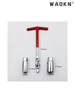 WAOKN 3 Pieces Spark Plug Socket Sleeve Wrench Set, Red T-Handle Stainless Steel Silicone  Automotive Spark Plug Disassembly and Installation Tool Dual-use Universal for Fastening and Demolition  - Image 2