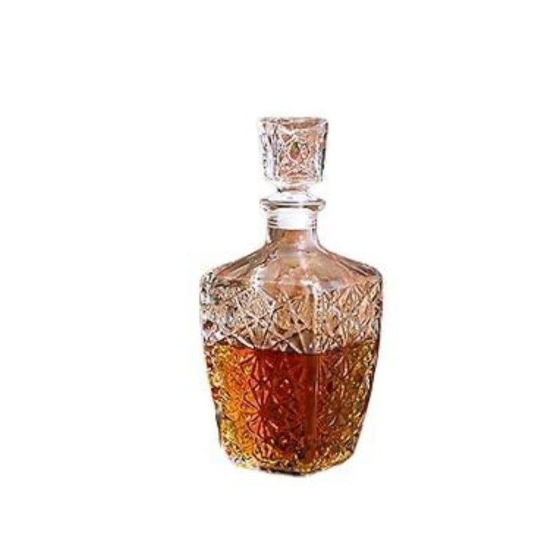 Generic Vintage Crystal Glass Decanter with Decorative Pattern, 1000ml Capacity, Leak-Proof Glass Lid, Ideal for Liquor, .sew - Image 1
