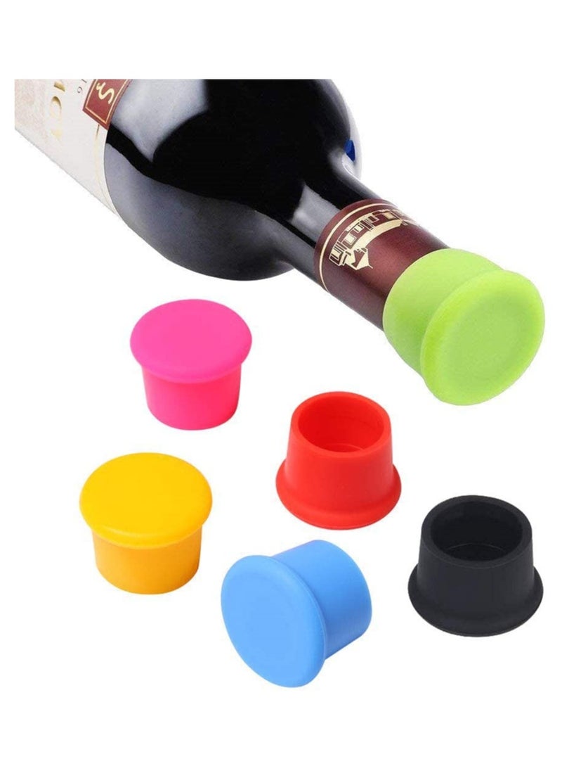 SYOSI Bottle Caps 6 Pcs Wine Bottle Caps Reusable Silicone Stopper Cap Keep Flesh for Wine Beer Champagne Sparkling Wine Random Color  - Image 1