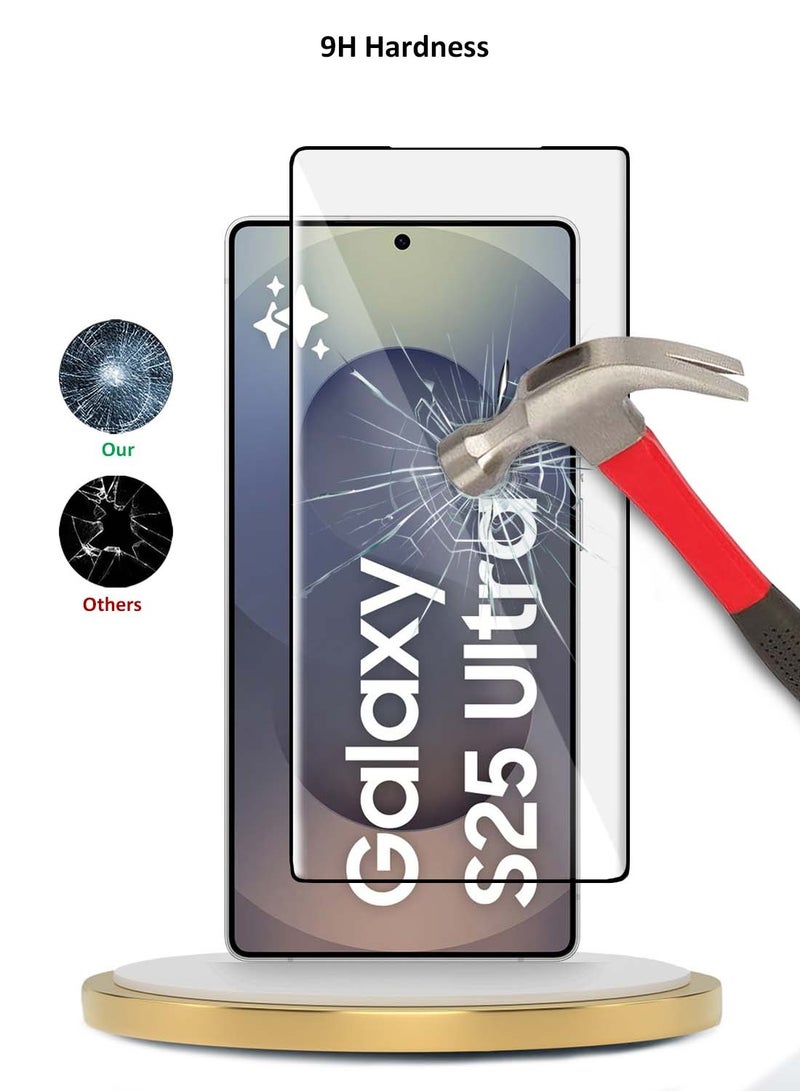 Wtech Samsung Galaxy S25 Ultra 2025 Premium Edge-Pro Full Glue Full Cover Tempered Glass Screen Protector - Clear/Black - Image 3