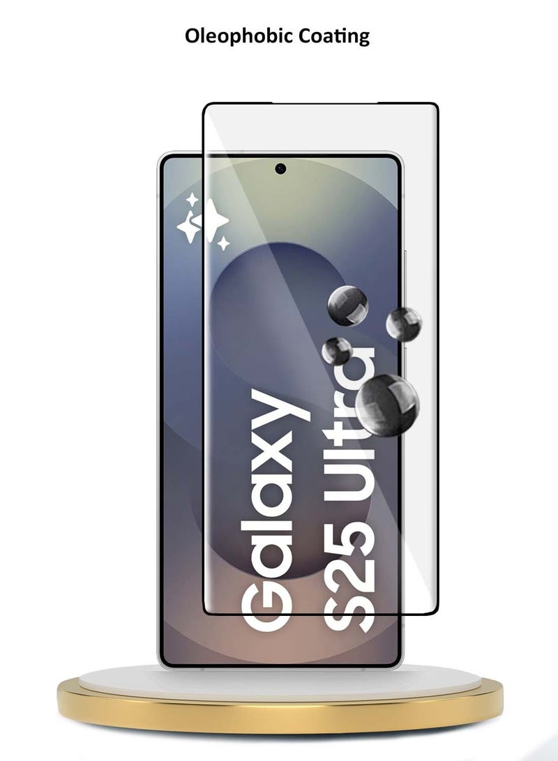 Wtech Samsung Galaxy S25 Ultra 2025 Premium Edge-Pro Full Glue Full Cover Tempered Glass Screen Protector - Clear/Black - Image 5