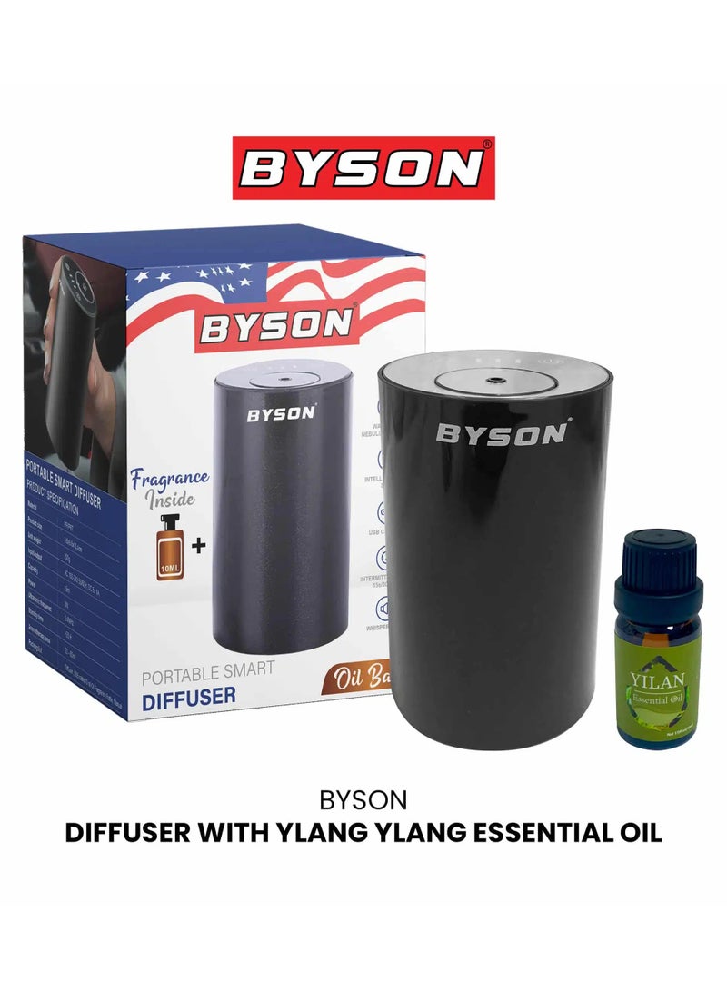 BYSON Ultrasonic Essential Oil Diffuser with Ylang Ylang Fragrance - Quiet Cool Mist Humidifier with LED Light, Auto Shut Off & Adjustable Settings for Home, Office, and Gifting (Ylang Ylang) - Image 1