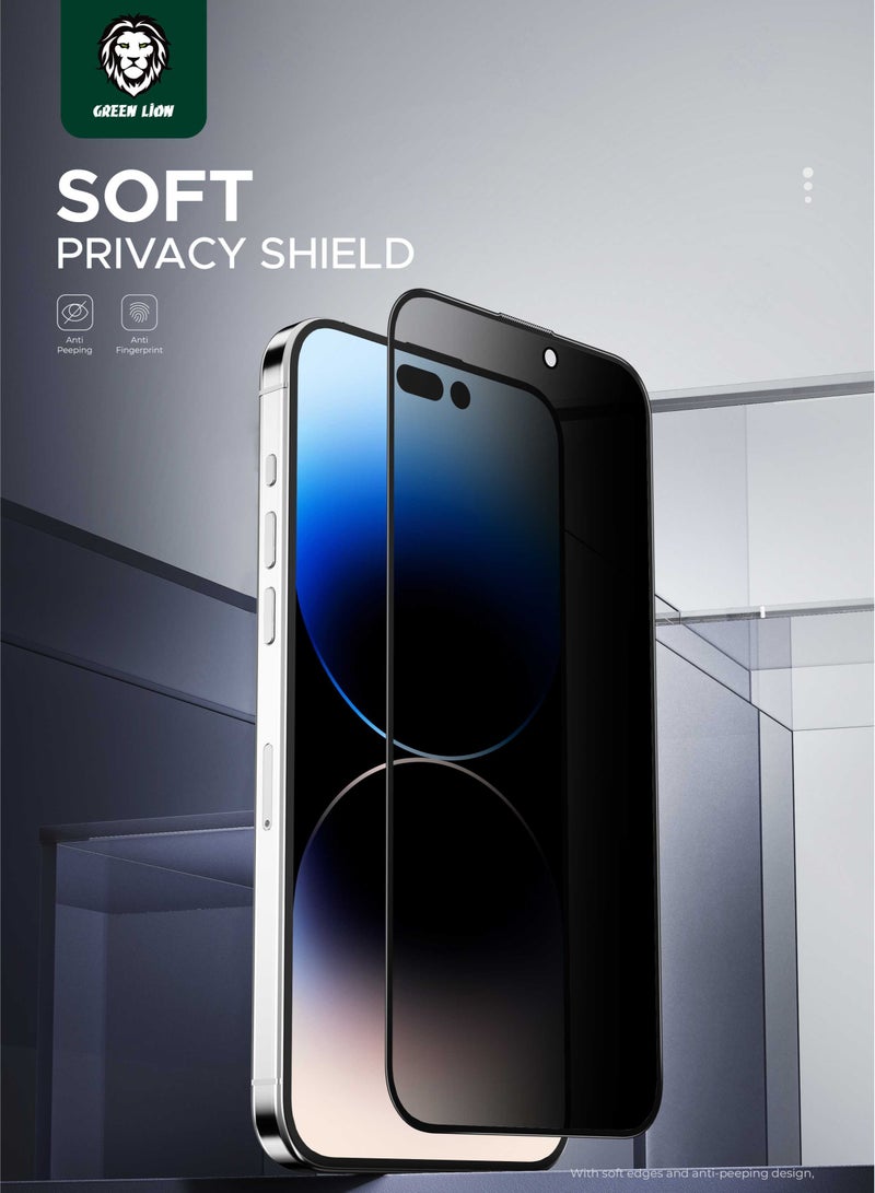 GREEN LION iPhone 15 Pro Screen Protector 3D PV-Pet Pro Privacy Glass / Anti Scratch / Anti Fingerprint / Bubble Free / Grease Resistance / Blocked Side Viewing / Crystal Clear / Highly Responsive - Black - Image 2