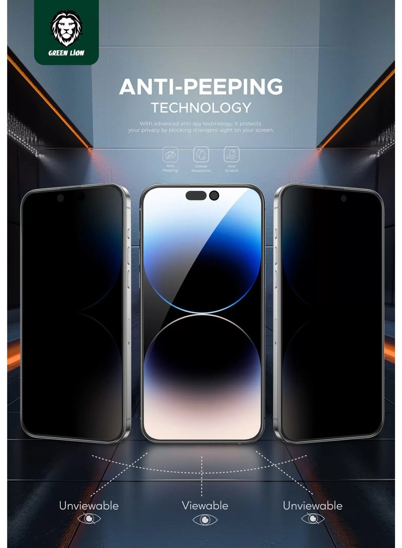 GREEN LION iPhone 15 Pro Screen Protector 3D PV-Pet Pro Privacy Glass / Anti Scratch / Anti Fingerprint / Bubble Free / Grease Resistance / Blocked Side Viewing / Crystal Clear / Highly Responsive - Black - Image 5