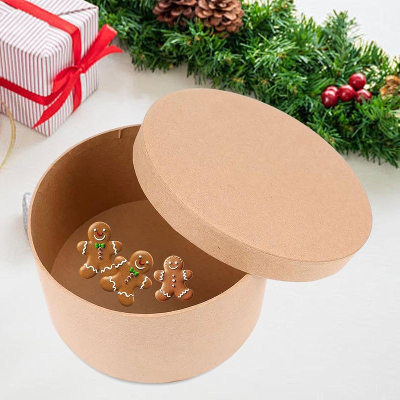 Gift Box with Lid Gift Multifunctional Portable Paper Mache Box Biscuit Case Sweets Box for Donuts Cookies Party, Size L - Image 2