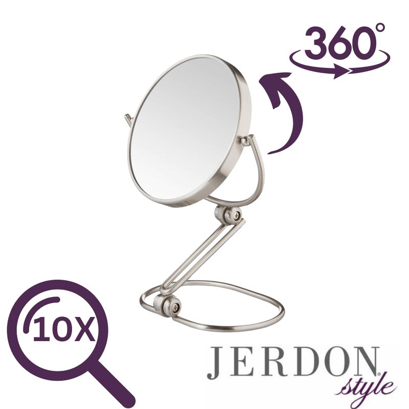 Jerdon Folding Travel Makeup Vanity Mirror - Portable 6 Diameter With 10X-1X Magnification - Travel Storage Bag Included - Model Mc450N - Image 4