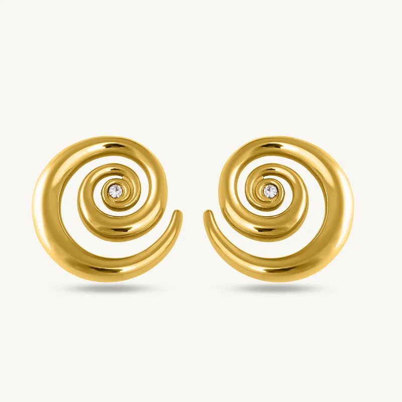 Palmonas PALMONAS Cosmic Swirl Stud Earrings for Women | 18K Gold Plated, Waterproof & Anti-Tarnish