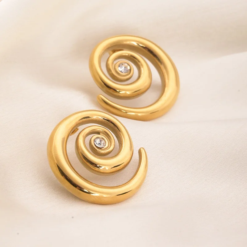 Palmonas PALMONAS Cosmic Swirl Stud Earrings for Women | 18K Gold Plated, Waterproof & Anti-Tarnish