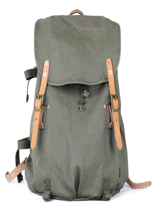 Gootium Canvas Backpack - Vintage Military Rucksack Travel Dayack, Green - Image 2