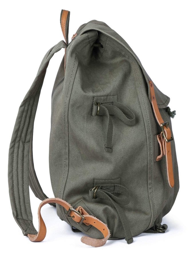 Gootium Canvas Backpack - Vintage Military Rucksack Travel Dayack, Green - Image 4