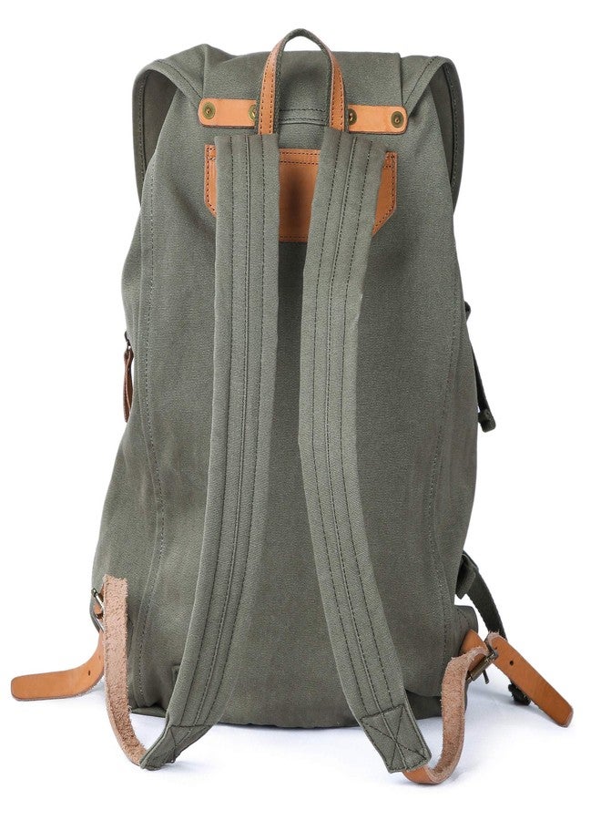 Gootium Canvas Backpack - Vintage Military Rucksack Travel Dayack, Green - Image 5