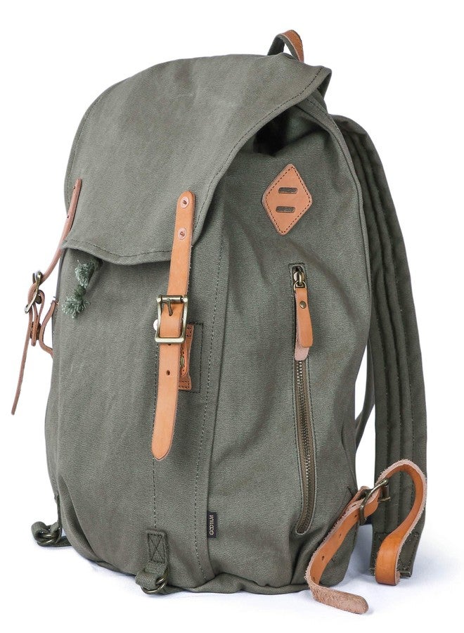 Gootium Canvas Backpack - Vintage Military Rucksack Travel Dayack, Green - Image 3