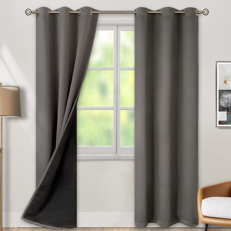 BGment الستائر الرمادية الرمادية الستائر 84 بوصة طول 2 لوحات لغرفة المعيشة معزولة حرارية 100 ٪ الستائر الحظر والستائر الستائر جروميت الصوتية لنافذة غرفة النوم كل 38 - Image 1
