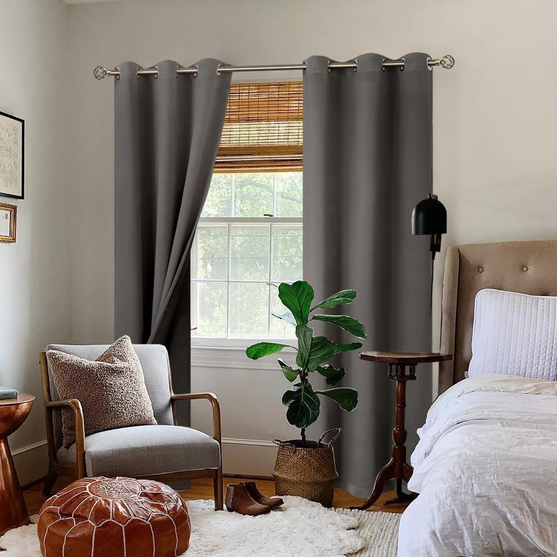 BGment الستائر الرمادية الرمادية الستائر 84 بوصة طول 2 لوحات لغرفة المعيشة معزولة حرارية 100 ٪ الستائر الحظر والستائر الستائر جروميت الصوتية لنافذة غرفة النوم كل 38 - Image 2