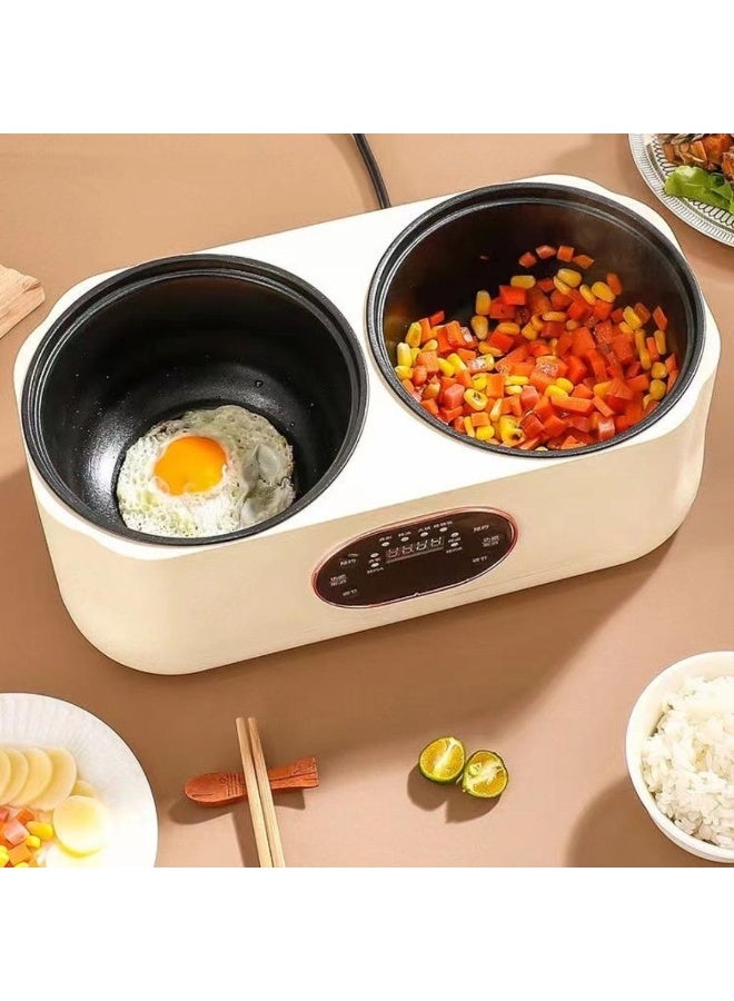 تراديو طباخ أرز مزدوج، سعة ١ لتر + ١ لتر، قوة ٤٥٠ واط + ٤٥٠ واط، تحكم رقمي ومؤقت تأخير - Image 3