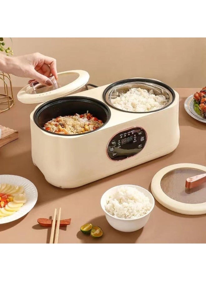 تراديو طباخ أرز مزدوج، سعة ١ لتر + ١ لتر، قوة ٤٥٠ واط + ٤٥٠ واط، تحكم رقمي ومؤقت تأخير - Image 1