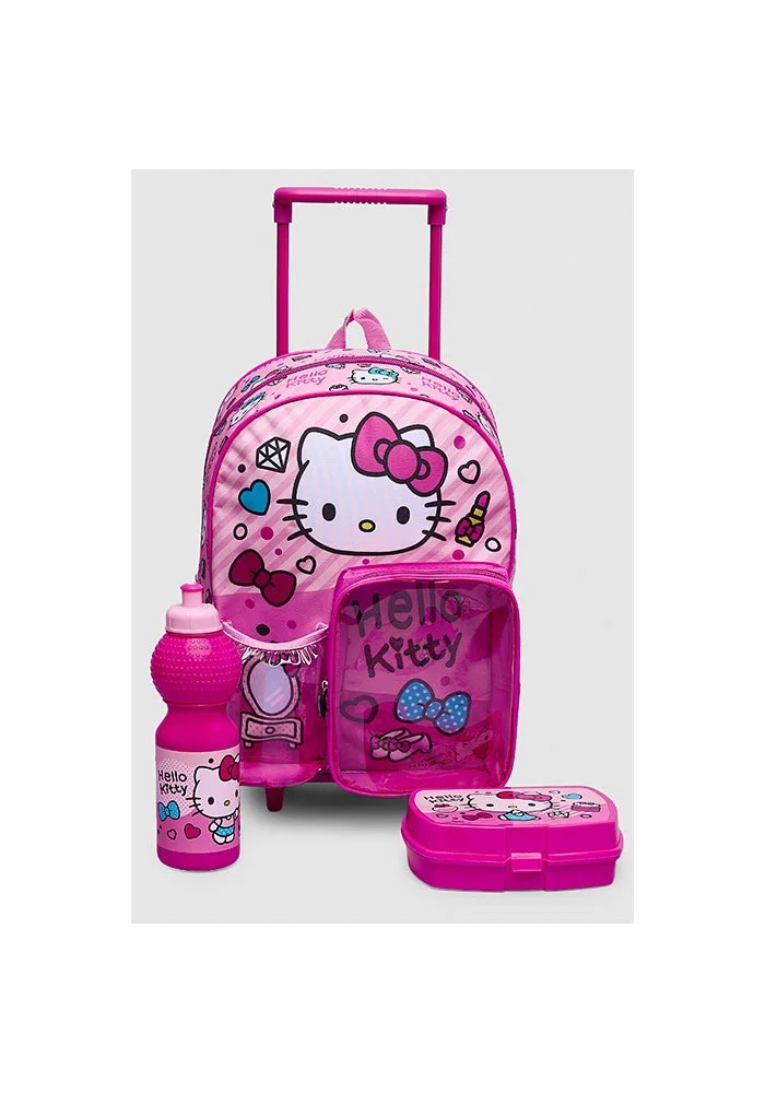 أر أند بي 3 Pack Hello Kitty Print Trolley Backpack Set - 12"