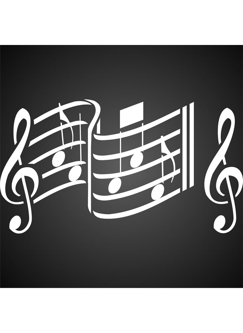 Usnyabni - Music Stencil - 21 x 13.5 inch (L) - Reusable Musical Sheet Notes Notation Treble Clef Stencils for Painting - Use on Paper Projects Scrapbook Journal Walls Floors Fabric Furniture Glass Wood etc. - Image 1