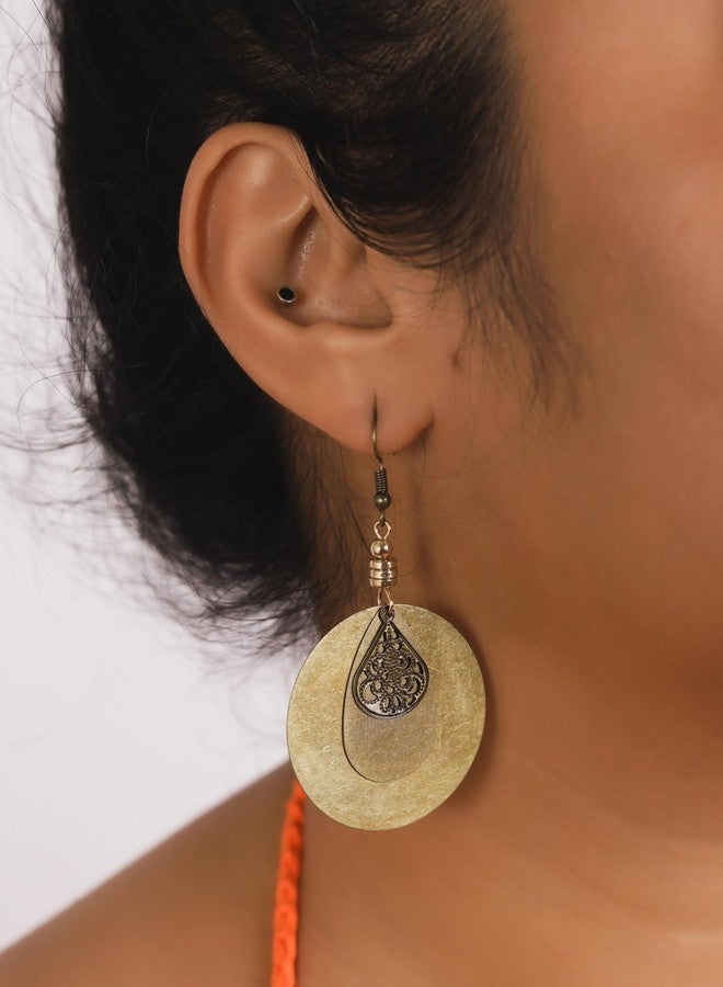 MINACHI Antique Gold-Tone Layered Disc Boho Dangle Drop Earrings with Teardrop Bead Accent, Vintage Bohemian Jewelry Gift for Women - Image 5
