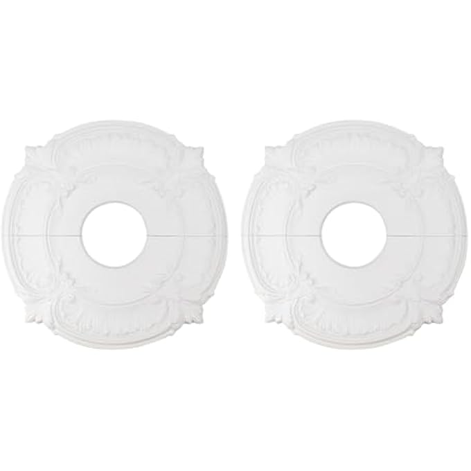 2 PCS CEILING MEDALLION DECORATIVE CEILING MEDALLIONS WHITE CEILING MEDALLION FOR LIVING ROOM, DINING ROOM, SHOPPING MALL, BEDROOM 11.93" - Image 1