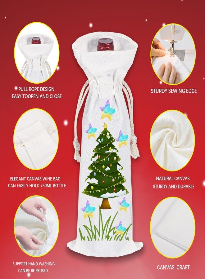 OKBA 5 PCS Sublimation wine gift bag blank, Canvas bottle with drawstring, Reusable gift Bags,Suitable for sublimation, screen printing, DIY graffiti - Image 5