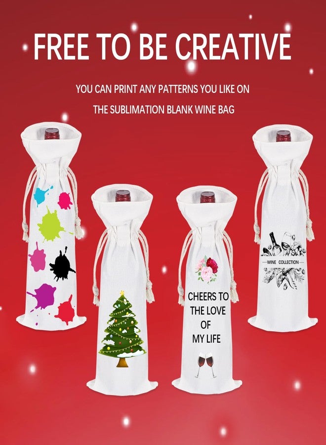OKBA 5 PCS Sublimation wine gift bag blank, Canvas bottle with drawstring, Reusable gift Bags,Suitable for sublimation, screen printing, DIY graffiti - Image 4