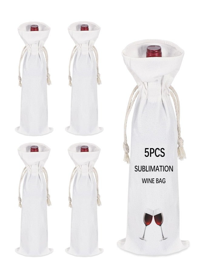 OKBA 5 PCS Sublimation wine gift bag blank, Canvas bottle with drawstring, Reusable gift Bags,Suitable for sublimation, screen printing, DIY graffiti - Image 1