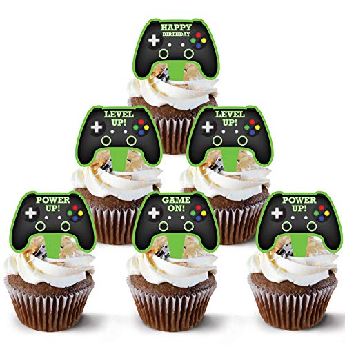 Pretty Cute Studios Video Game Controller Cake Toppers 48 Count Gamer Cake and Cupcake Decorations for Party Themes Video Game Cupcake Supplies with Game Controller Design - Image 1