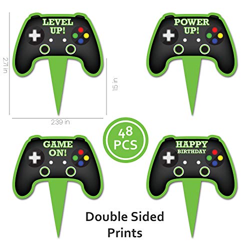 Pretty Cute Studios Video Game Controller Cake Toppers 48 Count Gamer Cake and Cupcake Decorations for Party Themes Video Game Cupcake Supplies with Game Controller Design - Image 5