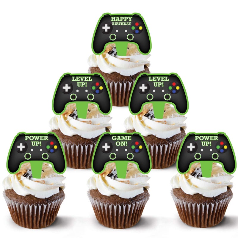 Pretty Cute Studios Video Game Controller Cake Toppers 48 Count Gamer Cake and Cupcake Decorations for Party Themes Video Game Cupcake Supplies with Game Controller Design - Image 3