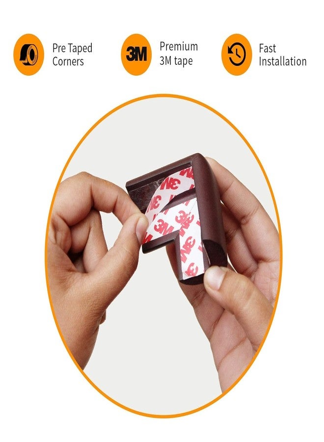 SIMESTICH واقيات زوايا الأطفال من سيمستيك - عبوة من 10 قطع، واقيات حواف أمان مُلصقة مسبقًا للأثاث | وسائد إسفنجية مقاومة للأطفال مع لاصق قوي من 3M | بني | حماية زوايا وحواف الطاولات للأطفال (عبوة من قطعتين) - Image 3
