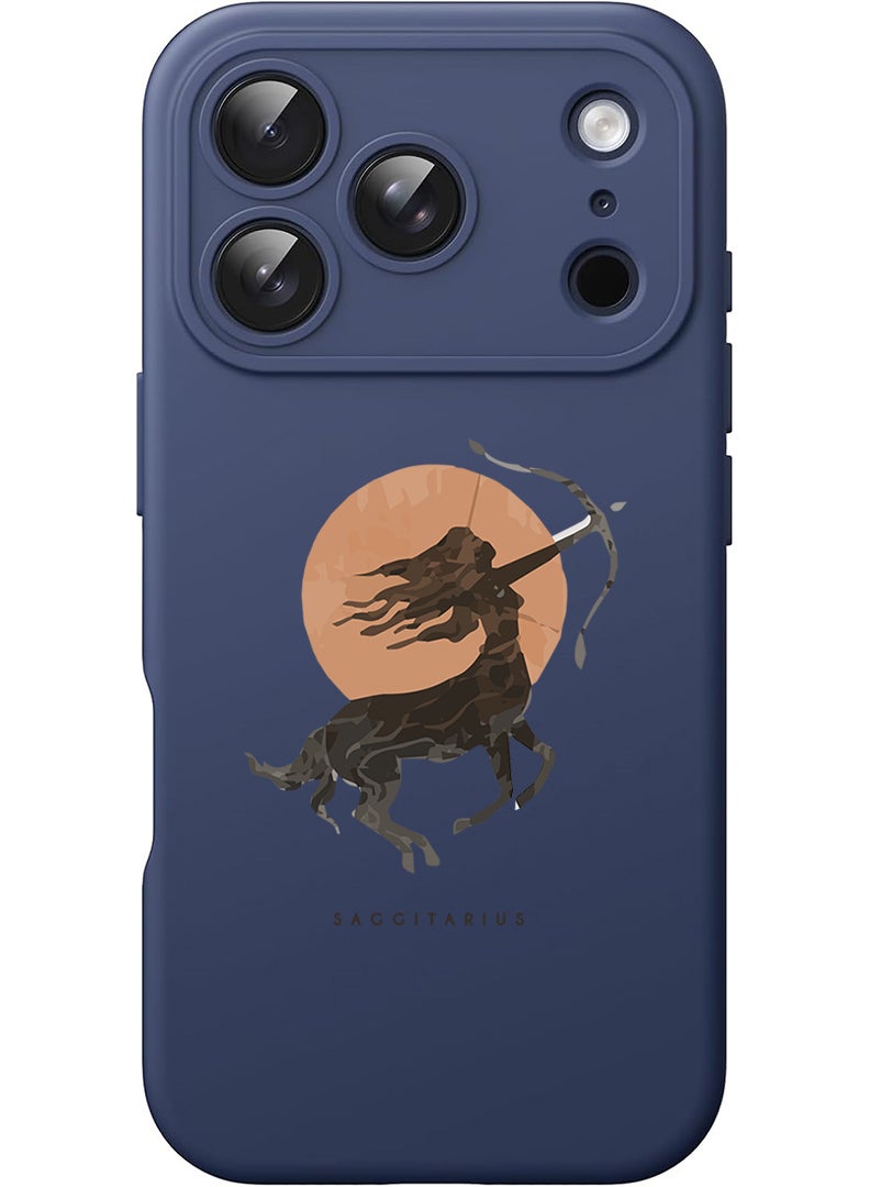 Theodor Protective Slim Fit Case Liquid Silicone Cover with Full Body Protection Anti-Scratch Shockproof Case For Apple iPhone 17 Pro Max (Blue) Sagittarius - Image 1