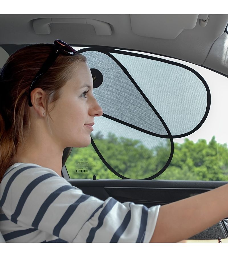 1 Pc Retractable Car Side Window Shade Black Telescopic Universal For Travel Home Use Day And Night Without Blocking Vision - Image 1