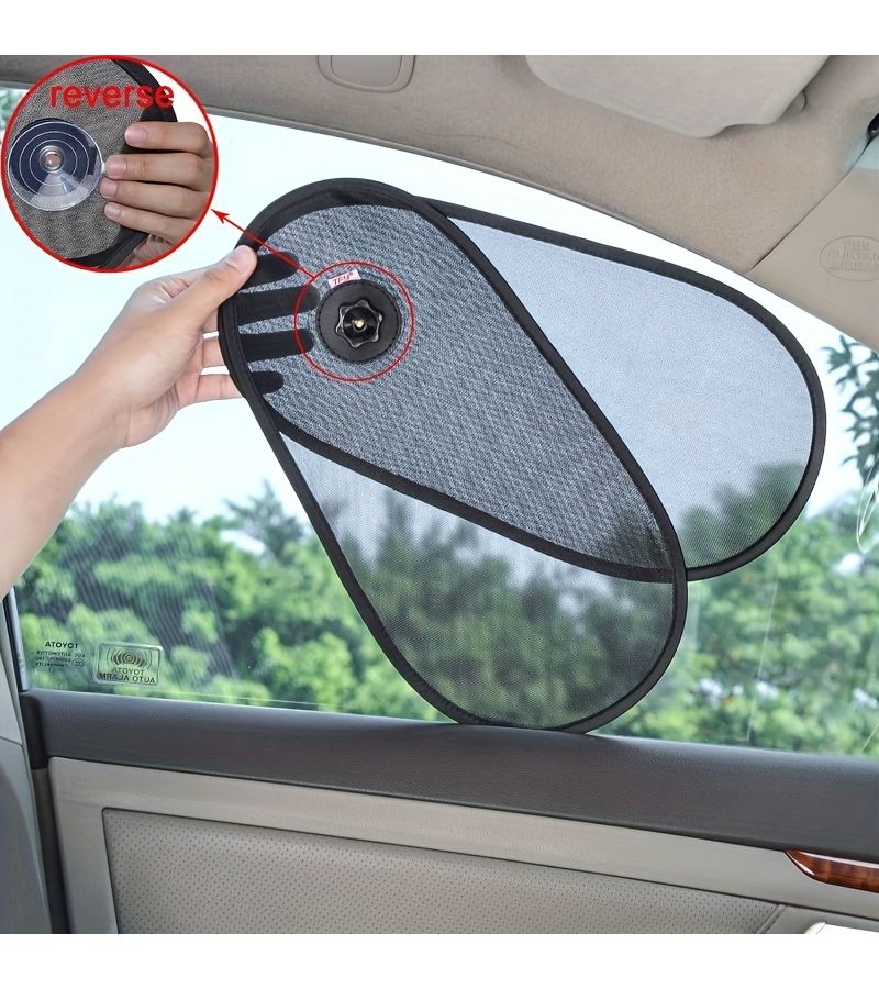 1 Pc Retractable Car Side Window Shade Black Telescopic Universal For Travel Home Use Day And Night Without Blocking Vision - Image 3