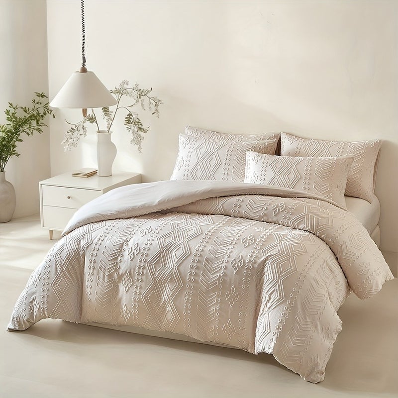 Bohemian Style Bedding, Khaki Vintage Farmhouse Cut Flower Duvet Cover Set 2/3pcs Set, Soft Polyester Material, Shabby Chic Country Home Decoration, Comfortable And Breathable Minimalist Personalized Bedroom Decorations - Image 4