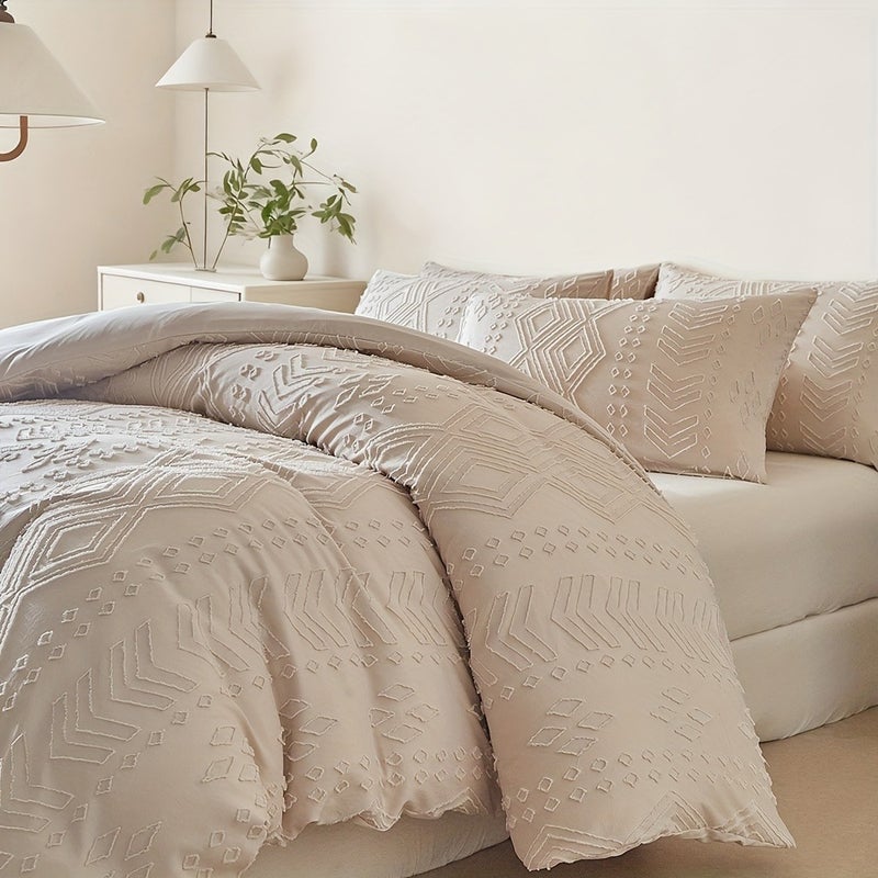 Bohemian Style Bedding, Khaki Vintage Farmhouse Cut Flower Duvet Cover Set 2/3pcs Set, Soft Polyester Material, Shabby Chic Country Home Decoration, Comfortable And Breathable Minimalist Personalized Bedroom Decorations - Image 5