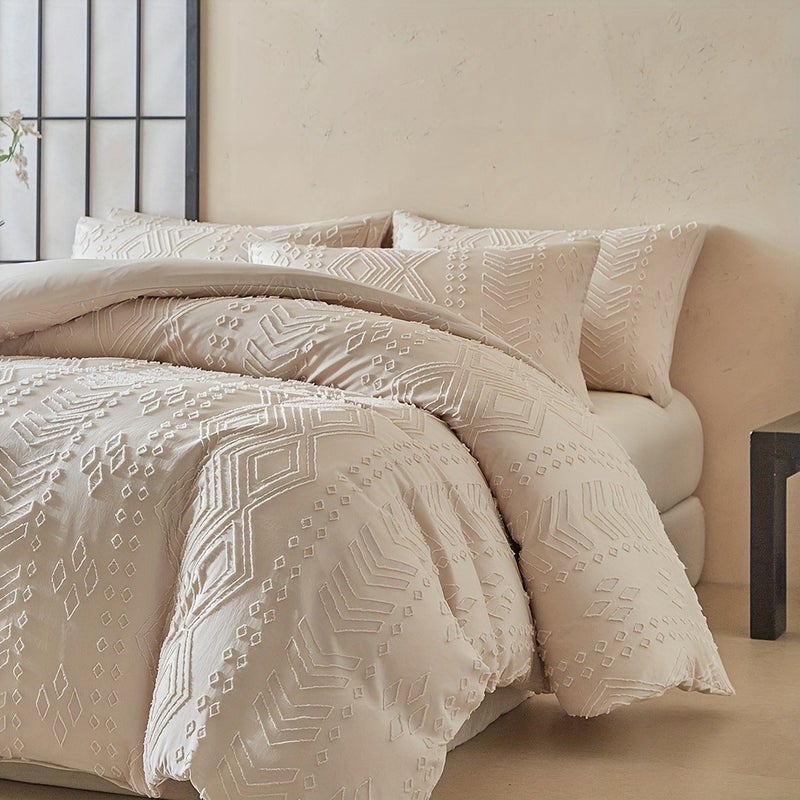 Bohemian Style Bedding, Khaki Vintage Farmhouse Cut Flower Duvet Cover Set 2/3pcs Set, Soft Polyester Material, Shabby Chic Country Home Decoration, Comfortable And Breathable Minimalist Personalized Bedroom Decorations - Image 3