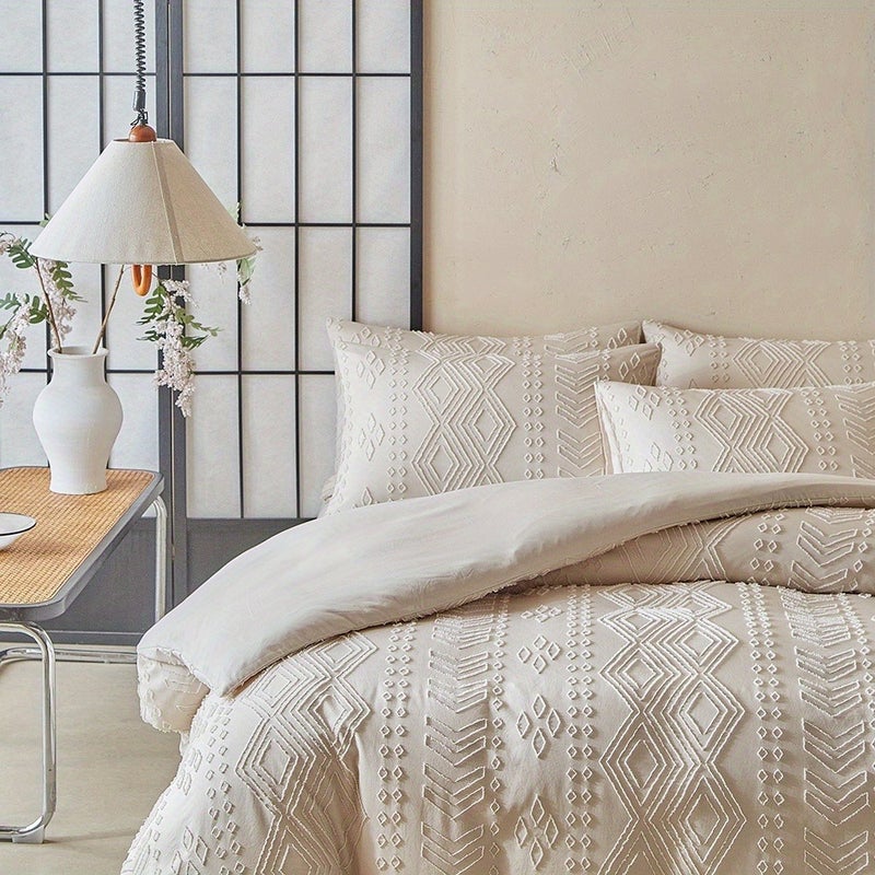 Bohemian Style Bedding, Khaki Vintage Farmhouse Cut Flower Duvet Cover Set 2/3pcs Set, Soft Polyester Material, Shabby Chic Country Home Decoration, Comfortable And Breathable Minimalist Personalized Bedroom Decorations - Image 2