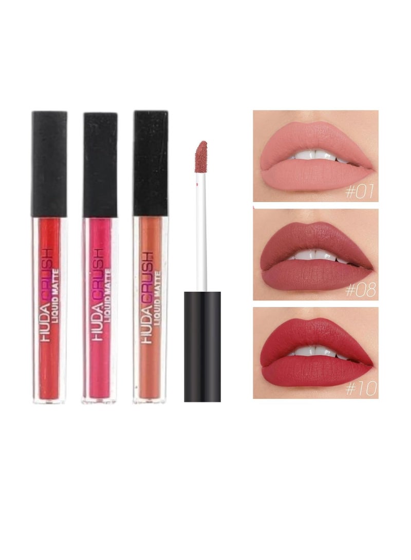 هدى كراش مجموعة هدى كراش بيوتي مكونة من 12 قطعة من أحمر الشفاه السائل غير اللامع، مجموعة هدايا مكياج ملمع الشفاه السائل، تدوم طويلاً، فائقة النعومة ومقاومة للماء ومتعددة الألوان للفتيات - Image 4