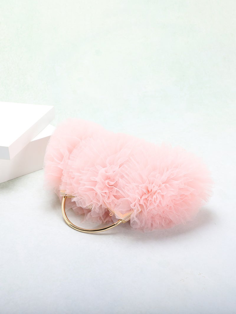 Mesh Lace Pleated Sandwich Bag Dinner Bag Korean Style Sweet Style Flower Tight Pucked Romantic Wedding Bride Bag - Image 4