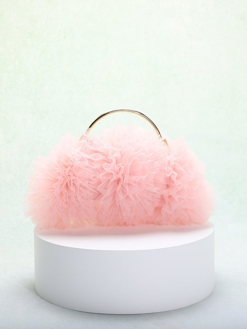 Mesh Lace Pleated Sandwich Bag Dinner Bag Korean Style Sweet Style Flower Tight Pucked Romantic Wedding Bride Bag - Image 2