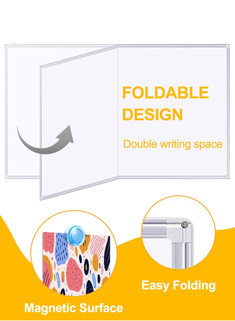 KidLe Dry Erase Boards Mobile Split Whiteboard - Double-Sided Magnetic Dry Erase Board, Space-Saving Design, Perfect for Team Brainstorming, Education, and Home Use