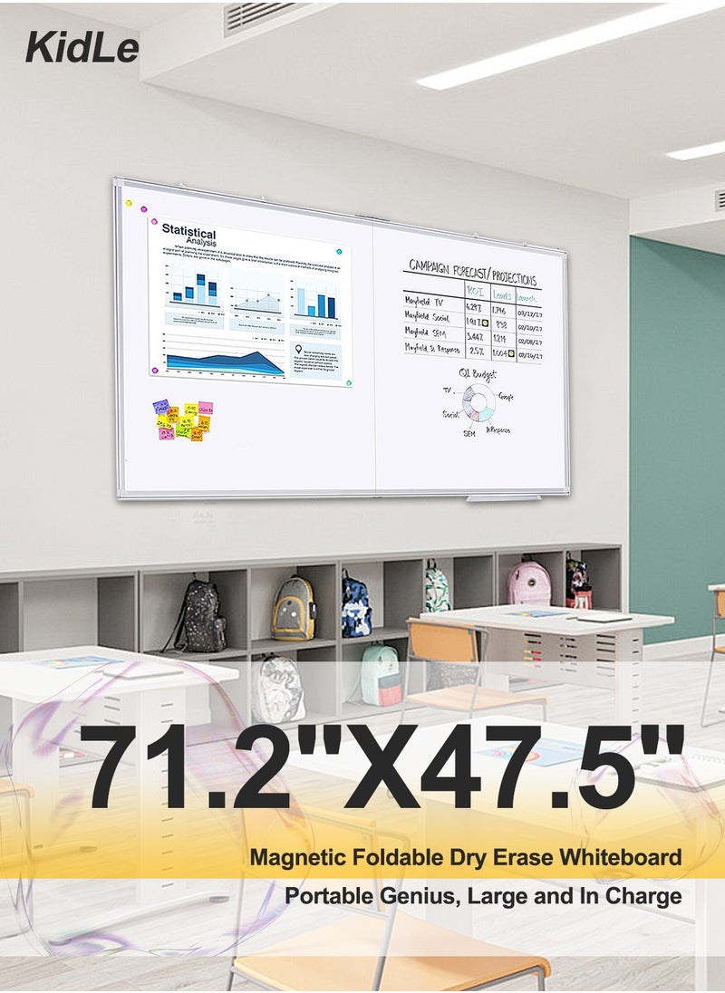 KidLe Dry Erase Boards Mobile Split Whiteboard - Double-Sided Magnetic Dry Erase Board, Space-Saving Design, Perfect for Team Brainstorming, Education, and Home Use