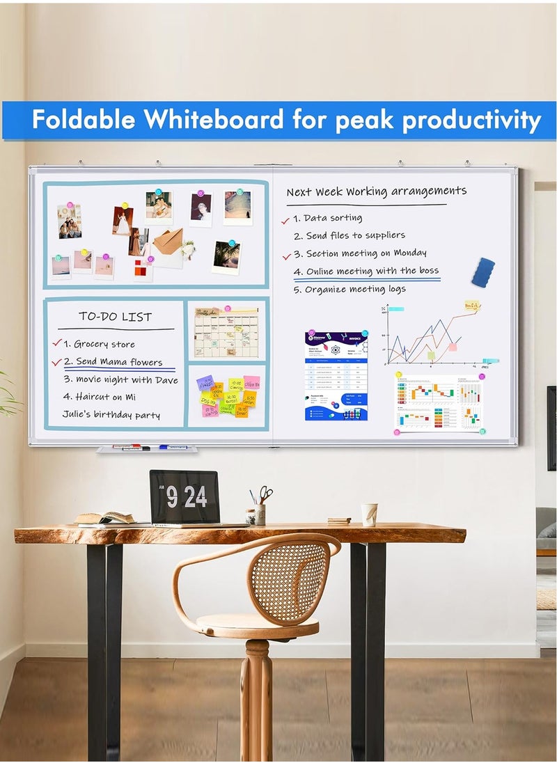 KidLe Dry Erase Boards Mobile Split Whiteboard - Double-Sided Magnetic Dry Erase Board, Space-Saving Design, Perfect for Team Brainstorming, Education, and Home Use