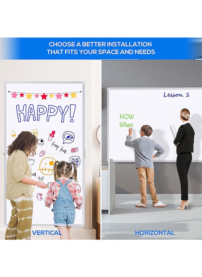 KidLe Dry Erase Boards Mobile Split Whiteboard - Double-Sided Magnetic Dry Erase Board, Space-Saving Design, Perfect for Team Brainstorming, Education, and Home Use